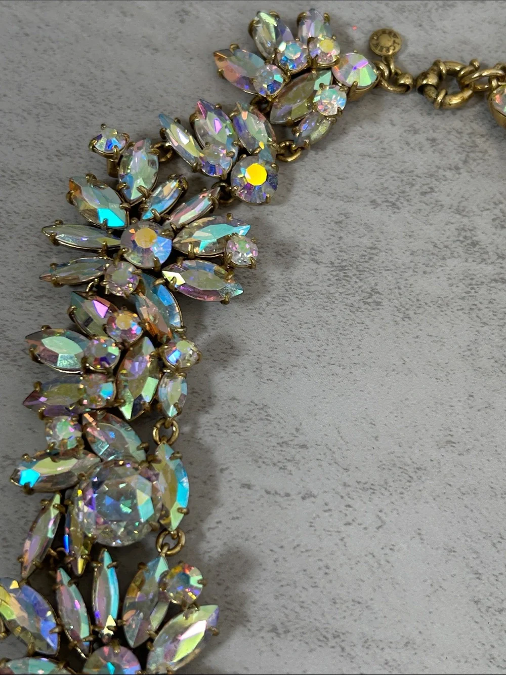 J. Crew Iridescent Crystal Collar Necklace - Gold Tone